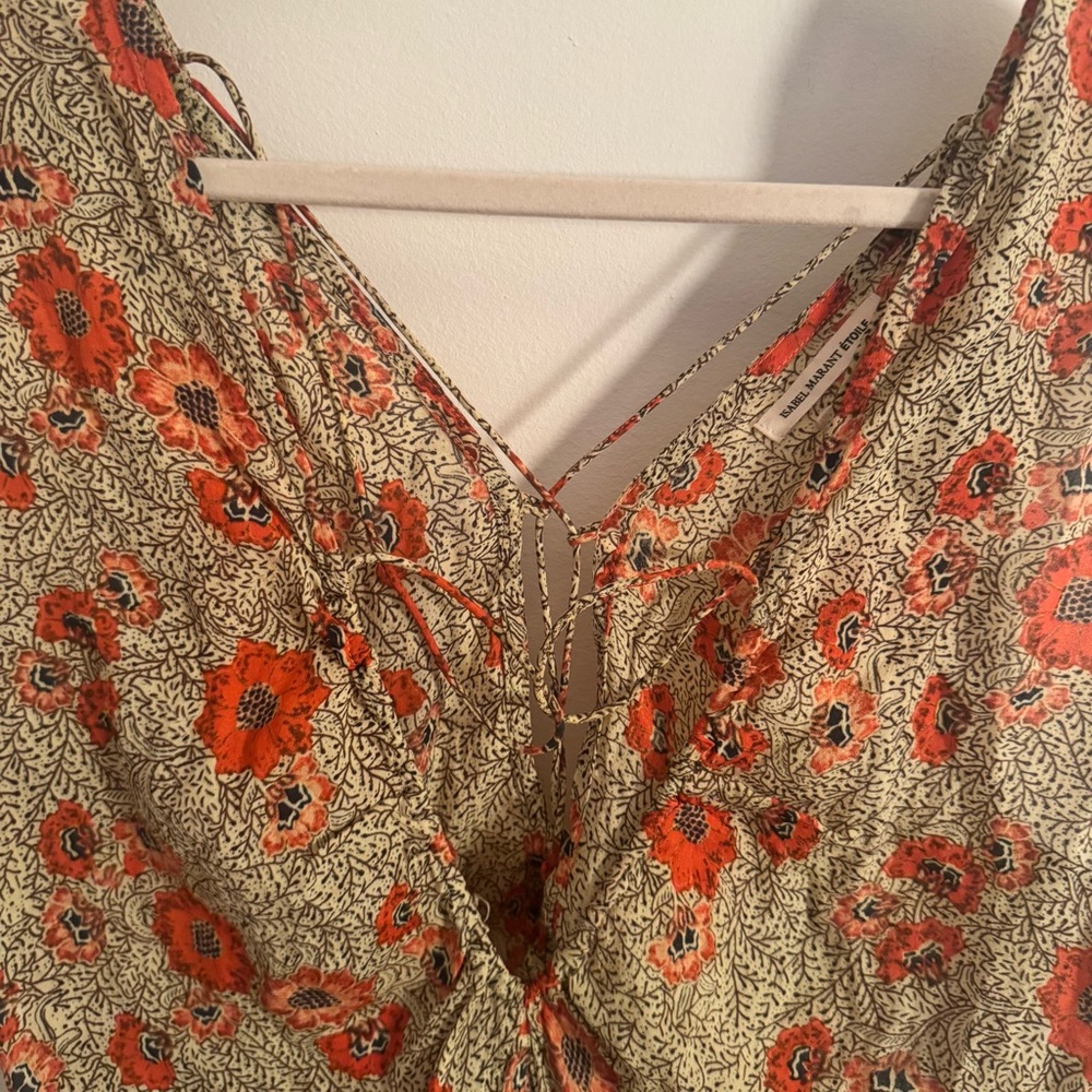 Isabel Marant Floral Mini Dress in Olive and Orange - Picture 4 of 5